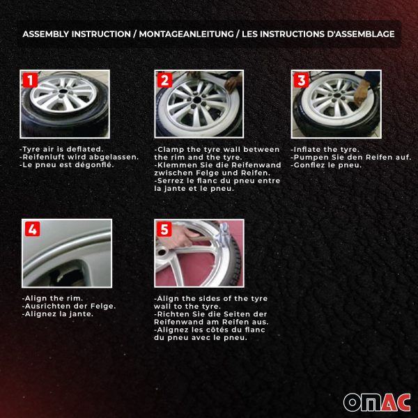 Chevrolet Impala 16  Tire Wall Portawall Rims Sidewall Rubber Ring White 4x Supply - Image 4
