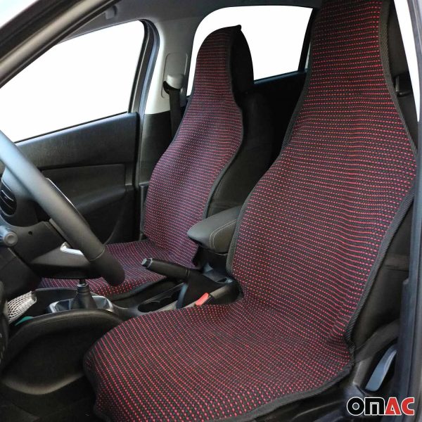 Nissan Antiperspirant Front Seat Cover Pads Black Red 2 Pcs Online Sale - Image 2