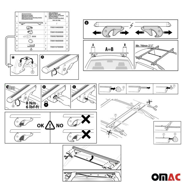 2007-2014 Toyota FJ Cruiser Roof Rack Cross Bars Silver Online now - Image 5